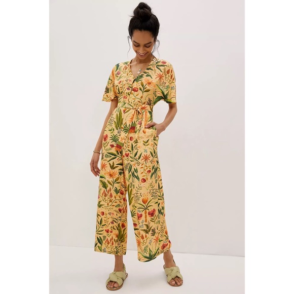 Anthropologie Farm Rio Floral V-Neck Jumpsuit